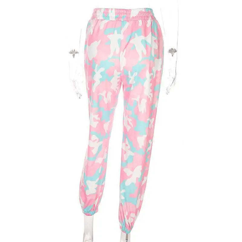 Pantalon style camouflage rose