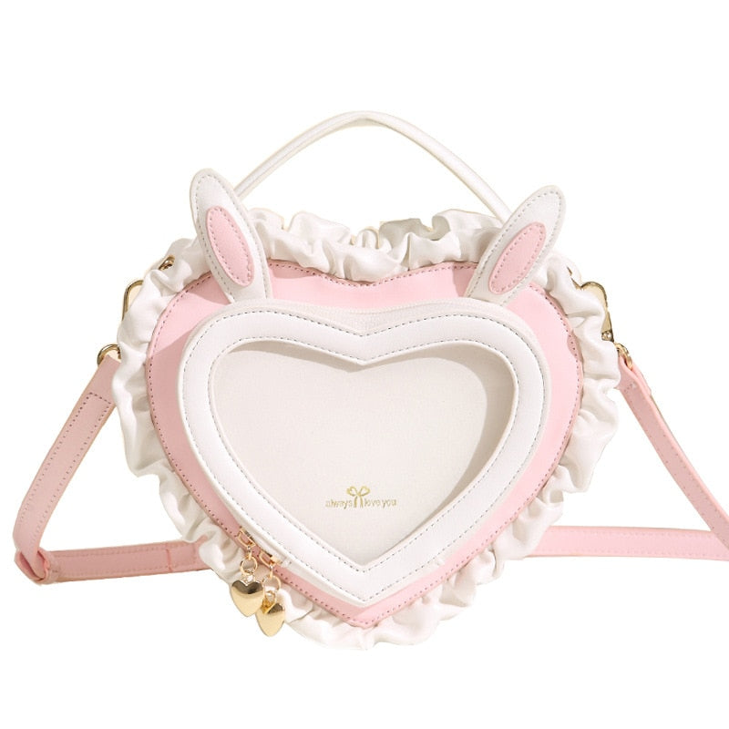 Sac en forme de coeur oreilles de lapin Kawaii