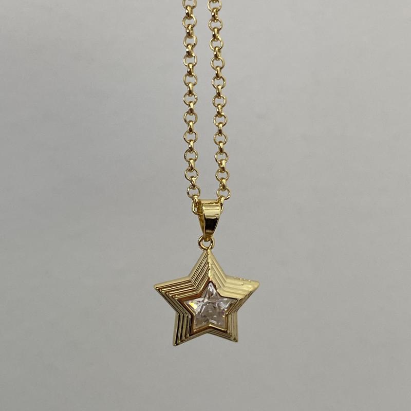 Collier chaîne étoile strass