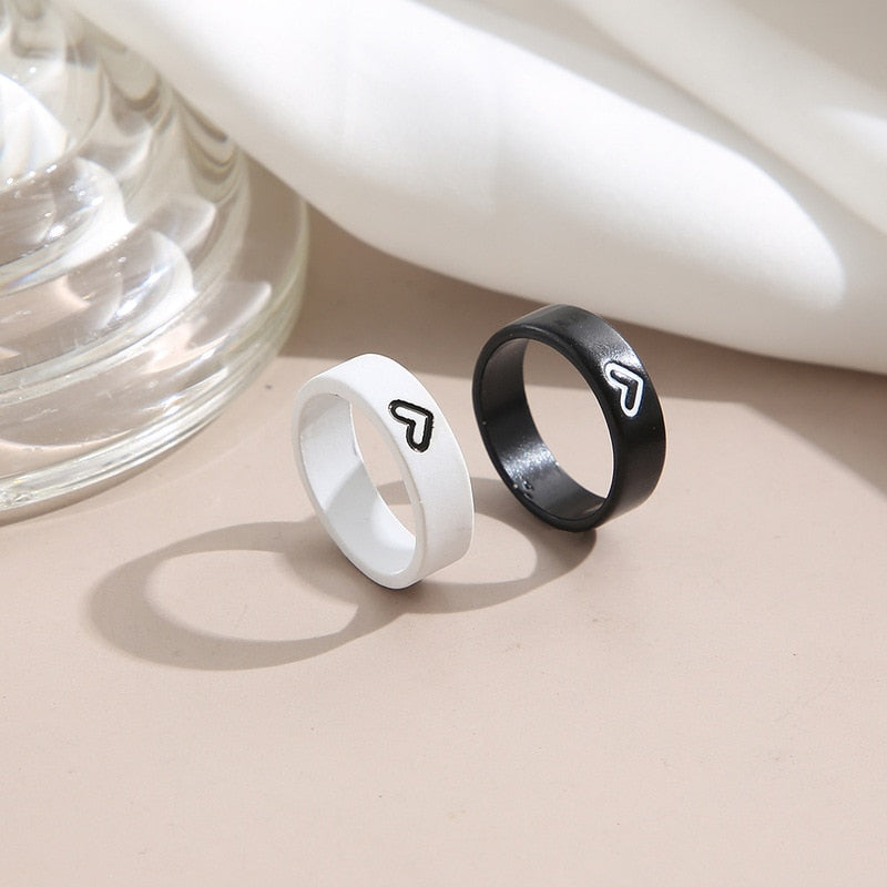 Bague de couple en forme de coeur