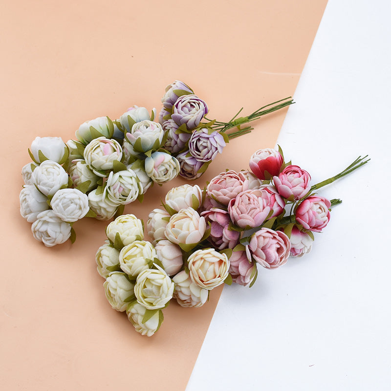 6Pcs Silk Tea Roses Buds