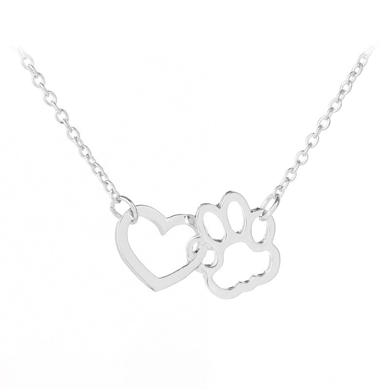 Collier coeur d'amour patte d'animal de compagnie