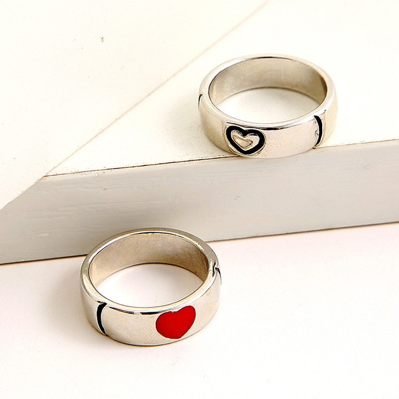 Bague de couple en forme de coeur