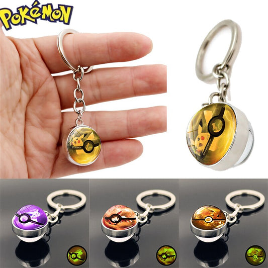 Porte-clés de dessin animé avec pendentif boule de verre