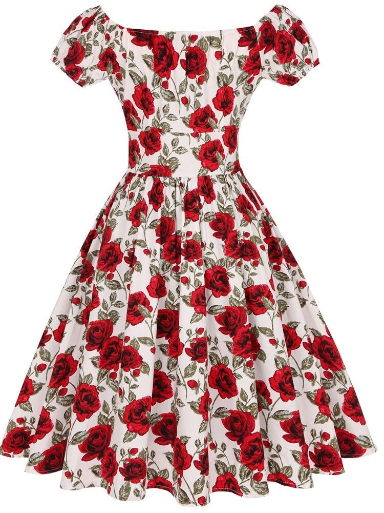 Rockabilly Robe trapèze pour femme, robes de soirée - Années 50 et 60