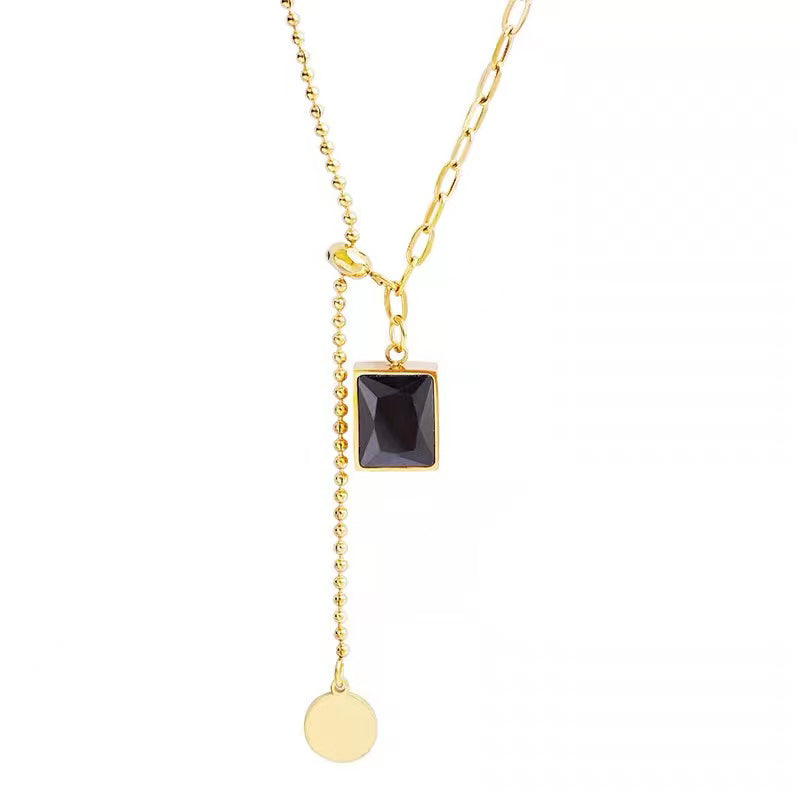 Black Gem Square Necklace