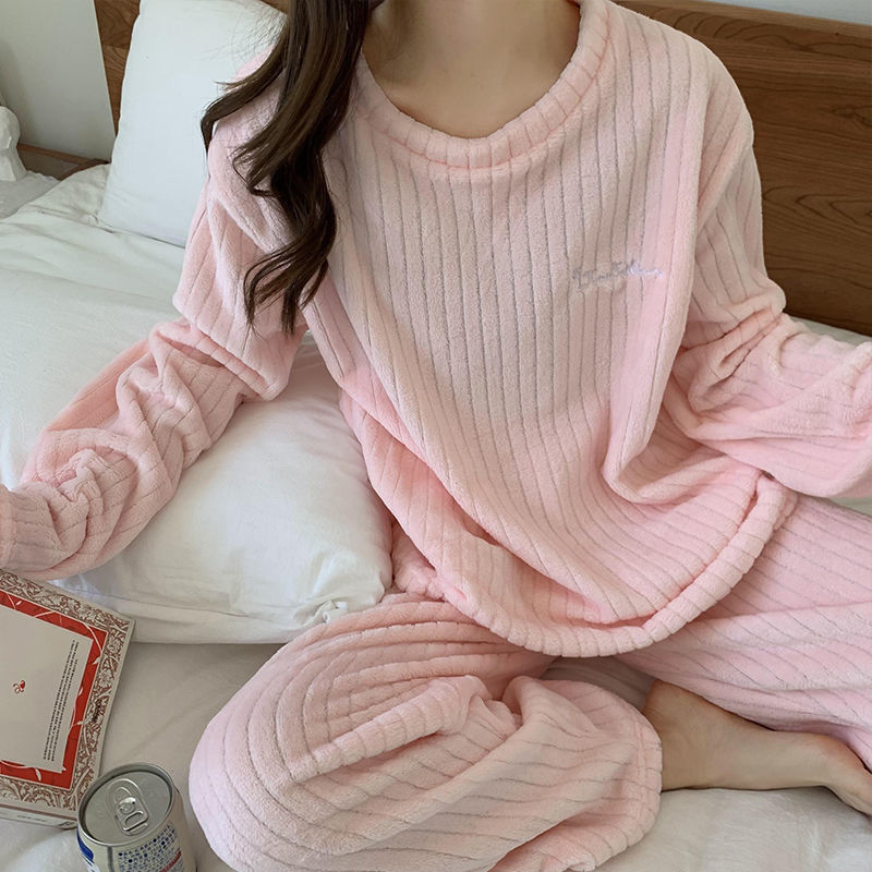 Conjunto de pijamas de veludo macio de inverno