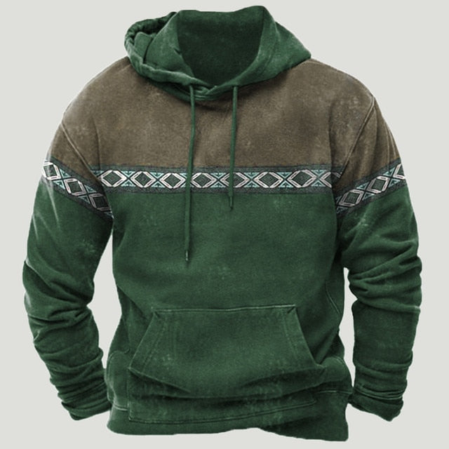 Western Aztec Patchwork Hoodie