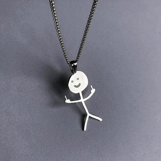 Collier Stickman drôle de doigt d’honneur