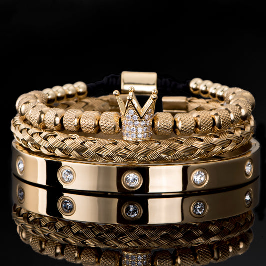 Pulseiras masculinas Roman Royal Charm Aço inoxidável