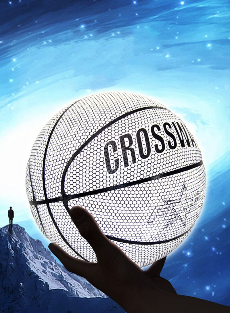 Ballon de basket-ball réfléchissant holographique, résistant à l'usure, nuit lumineuse