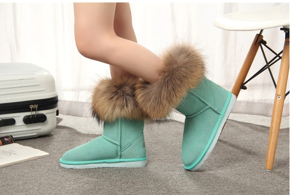 Bottes de neige en fourrure de renard