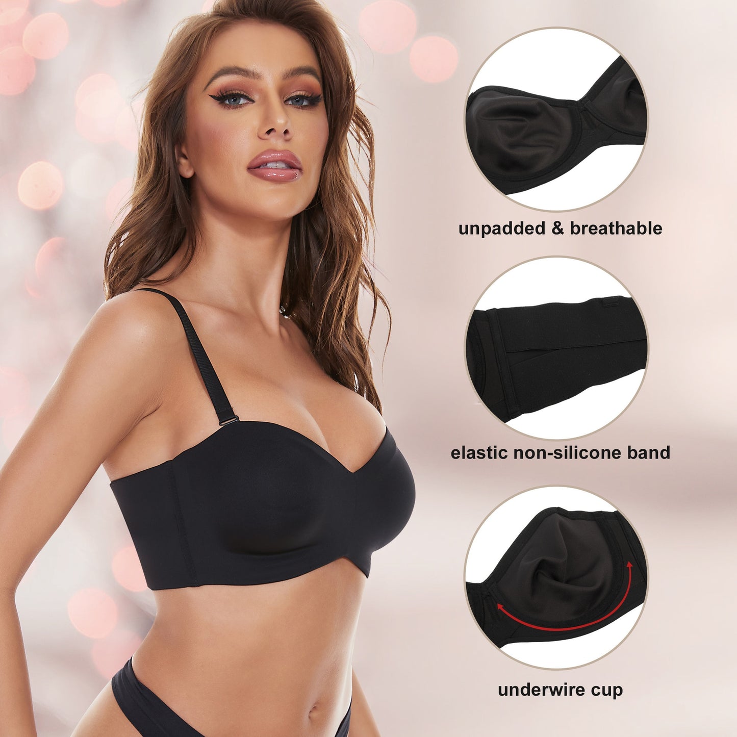 Soutien-gorge sans bretelles Push up Antidérapant