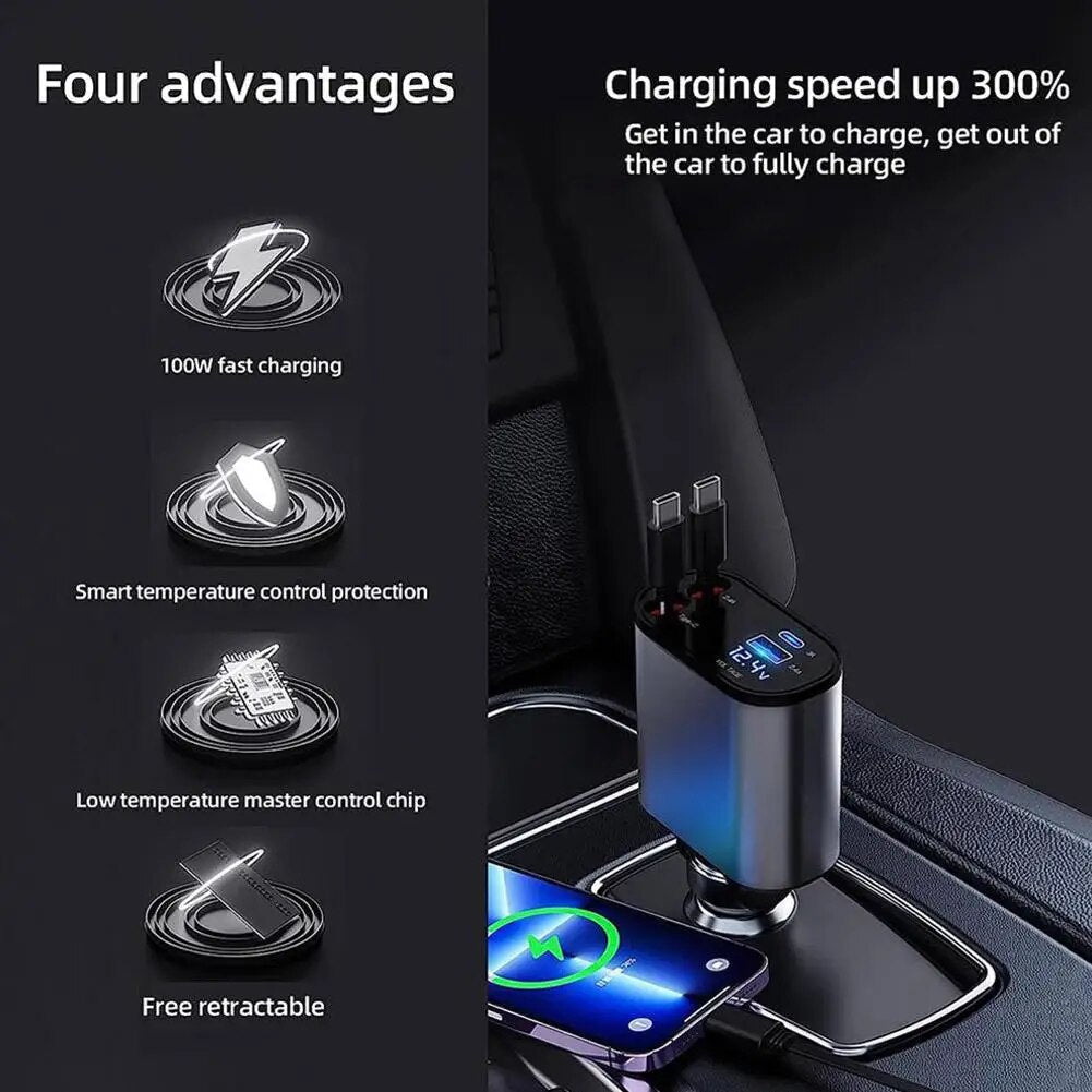 Chargeur de voiture rétractable