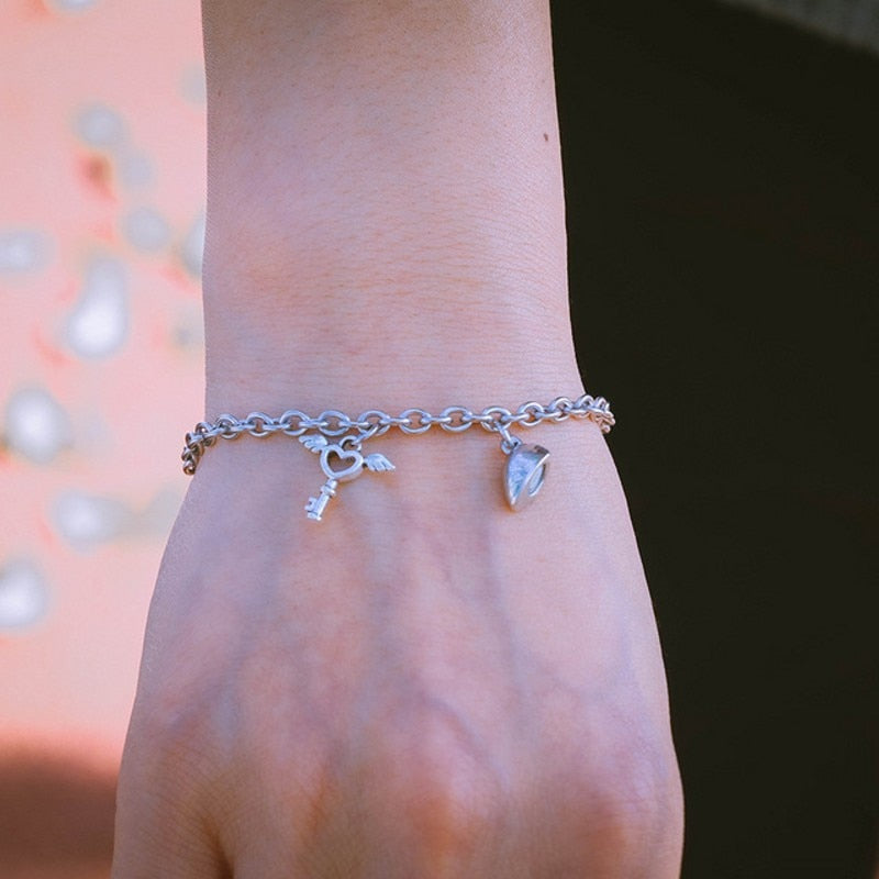 Bracelet aimanté en forme de cœur pour amoureux, 2 pièces