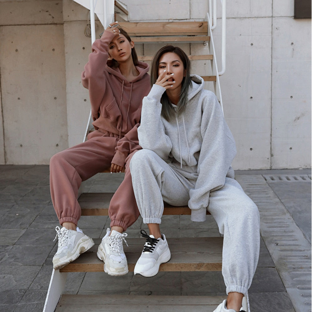 Ensemble sweat à capuche et pantalon chaud pour femme