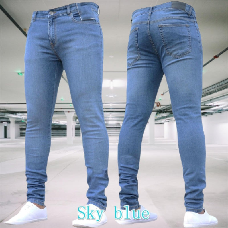 Pantalons pour hommes Jeans extensibles à fermeture éclair rétro