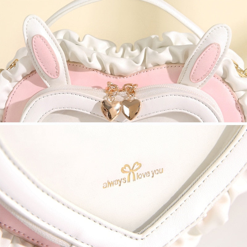 Sac en forme de coeur oreilles de lapin Kawaii