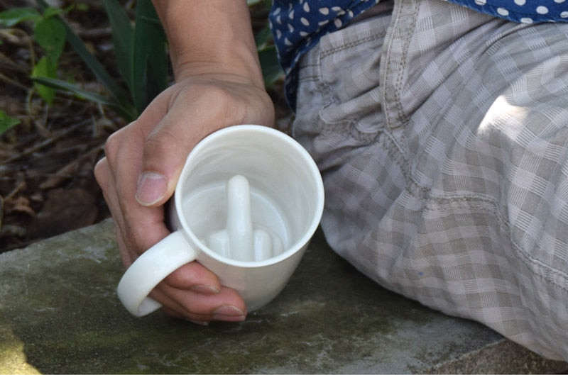 White Middle Finger Mug