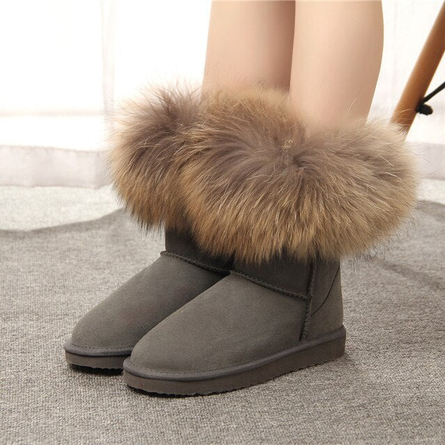 Bottes de neige en fourrure de renard