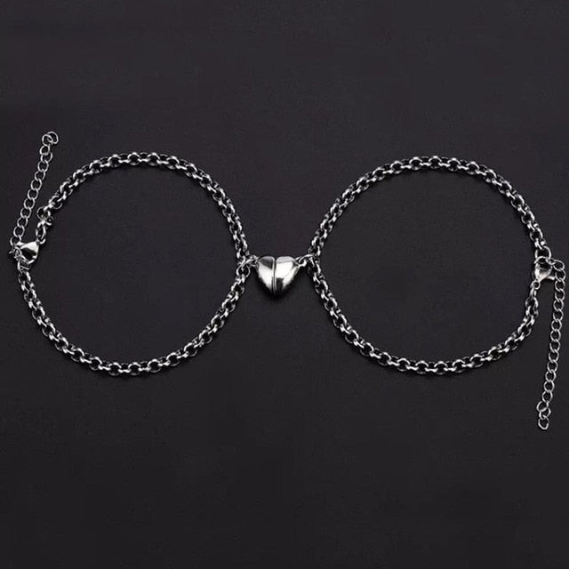 Heart Magnet Bracelet for Lovers 2Pcs