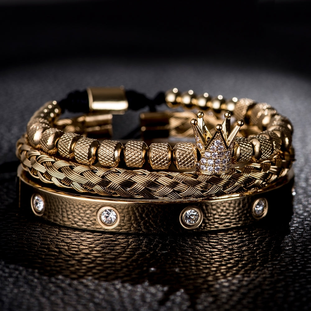 Pulseiras masculinas Roman Royal Charm Aço inoxidável