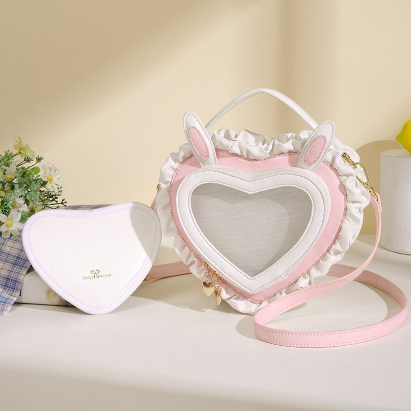 Sac en forme de coeur oreilles de lapin Kawaii