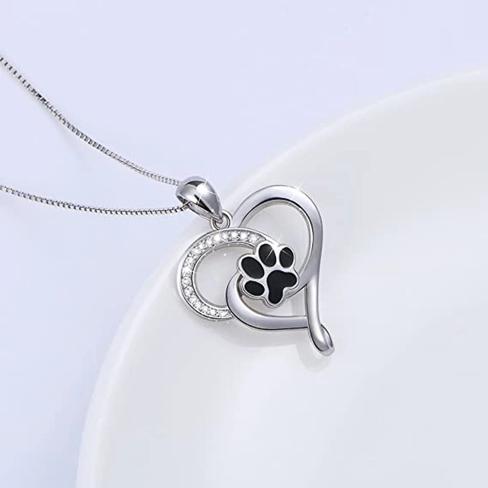 Collier Coeur Empreintes De Chien