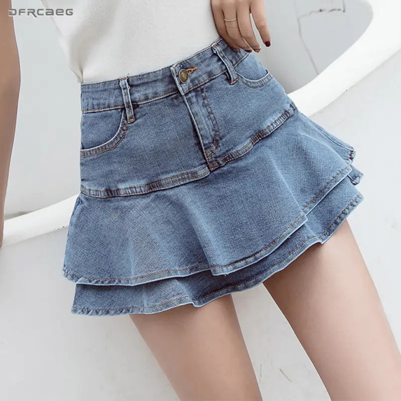 Retro Denim Shorts Skirt