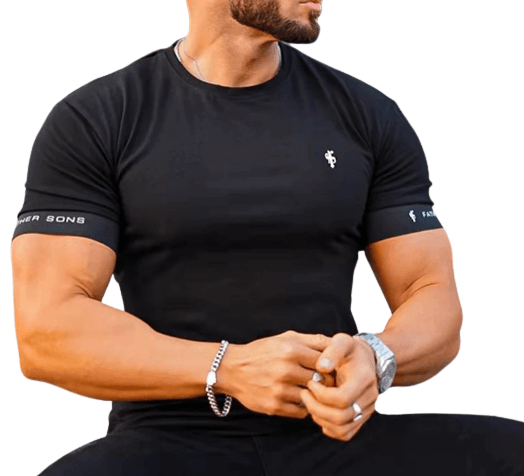 T-shirt noir slim-fit à col rond pour hommes