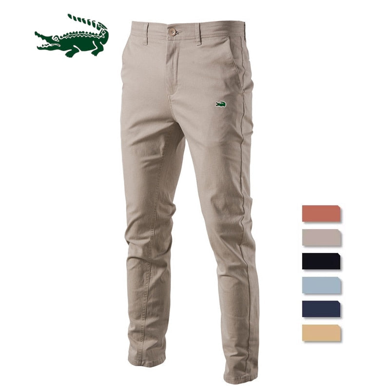 Pantalon pour hommes coupe slim de couleur unie