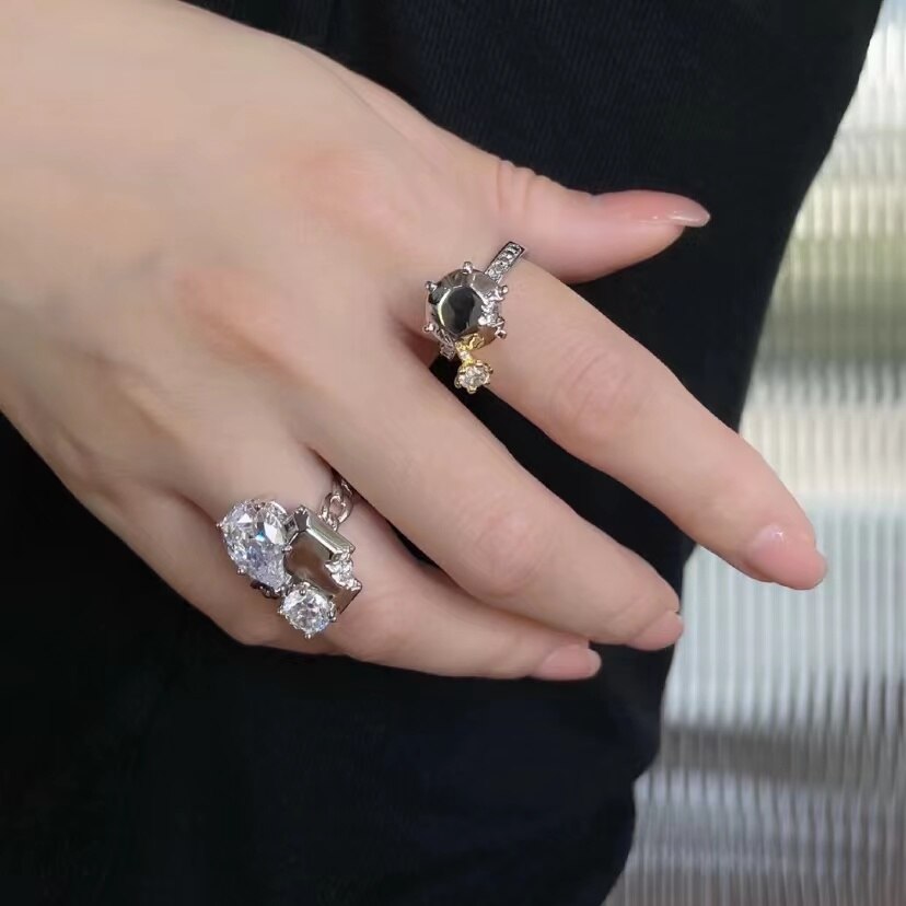 Bague de chaîne en métal à goutte d’eau