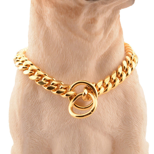 Collier chaîne à maillons dorés pour chiens