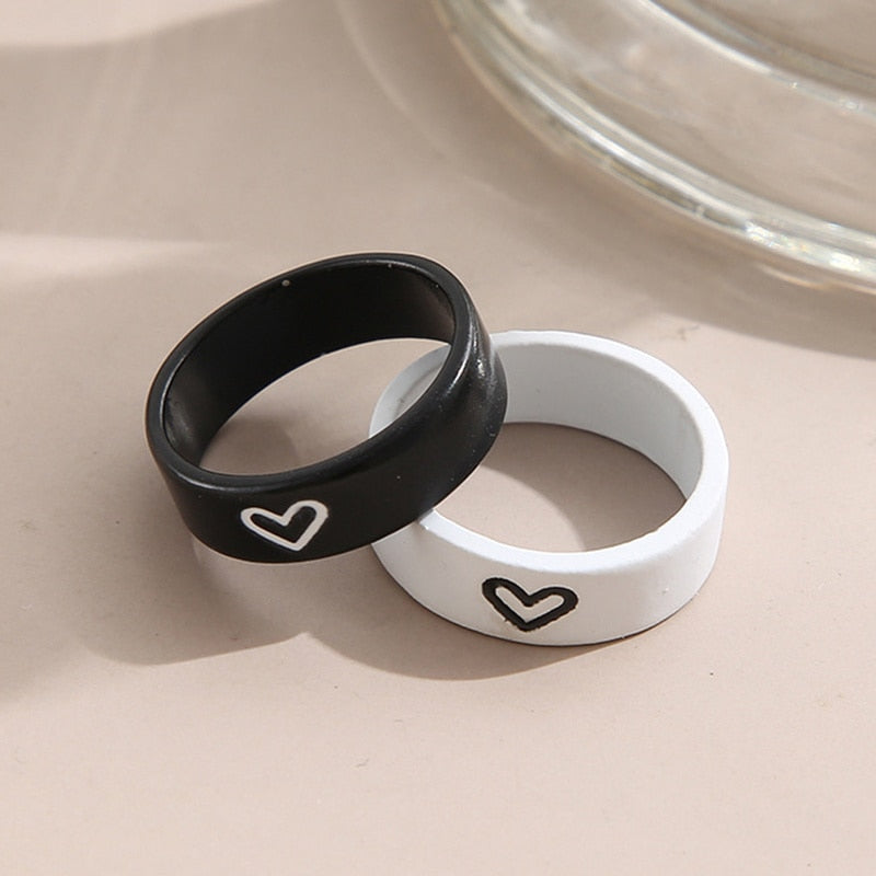 Bague de couple en forme de coeur