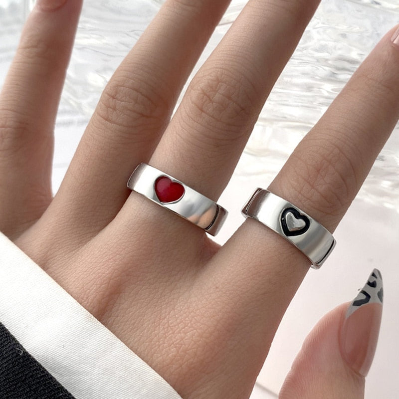 Bague de couple en forme de coeur