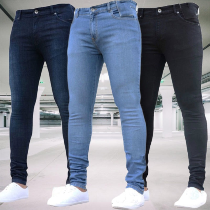 Pantalons pour hommes Jeans extensibles à fermeture éclair rétro