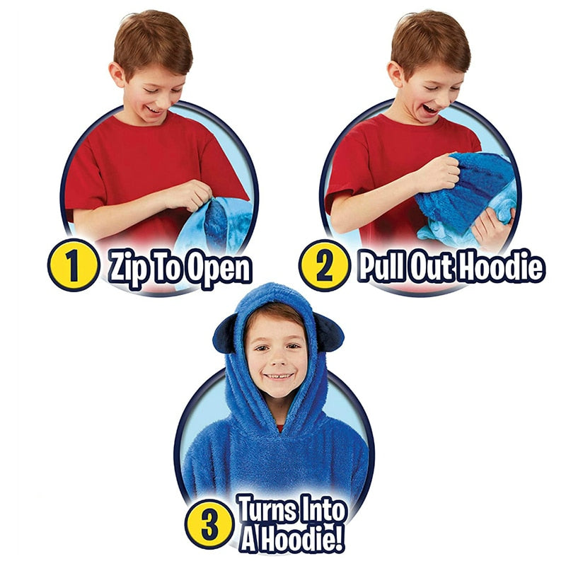 Couverture à capuche pour enfants et animaux domestiques, peluche douce