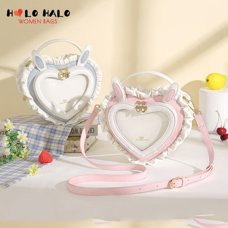 Sac en forme de coeur oreilles de lapin Kawaii