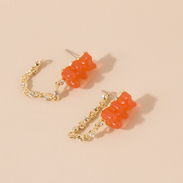 Cute Acrylic Gummy Bear Dangle Earrings