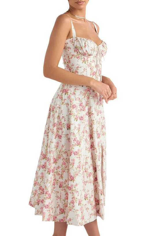 Robe florale à taille abdominale