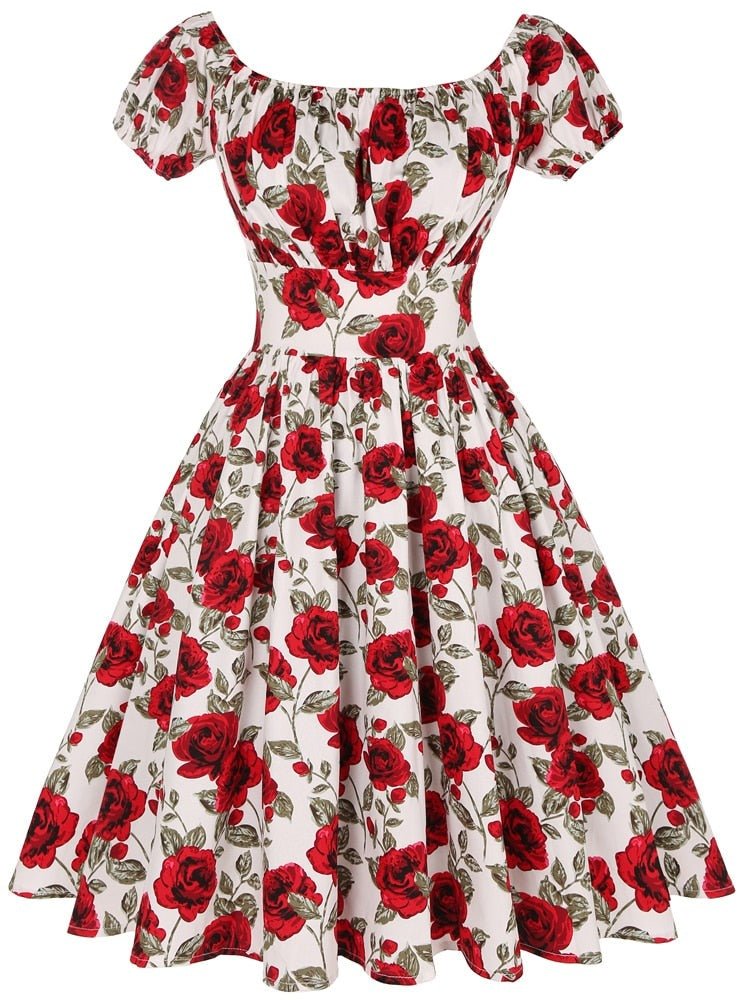 Rockabilly Robe trapèze pour femme, robes de soirée - Années 50 et 60