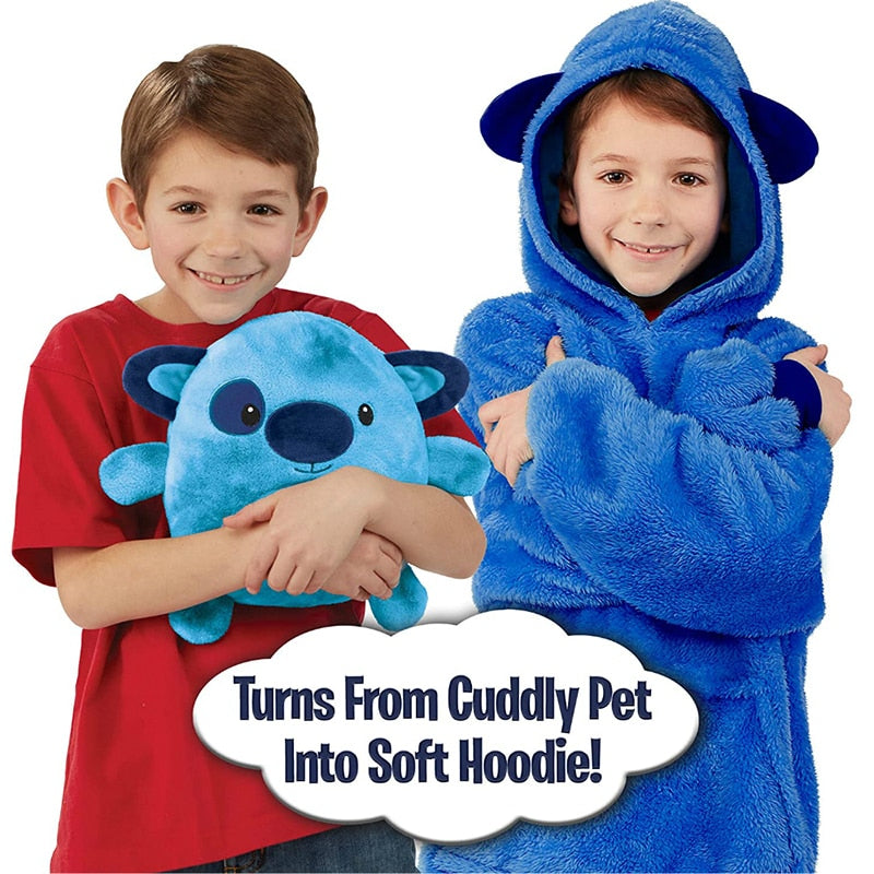 Couverture à capuche pour enfants et animaux domestiques, peluche douce