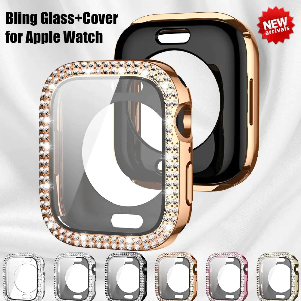 Verre Bling + Coque pour Apple Watch Case