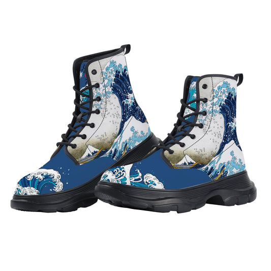 The Great Wave by Hokusai  - Nami Chunky Boots