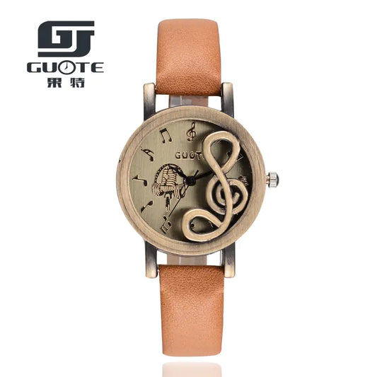 Montre décontractée de luxe pour femme avec note de musique.